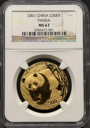 2001 CHINA, PEOPLE'S REPUBLIC Gold 500 YUAN NGC MS-67 Panda