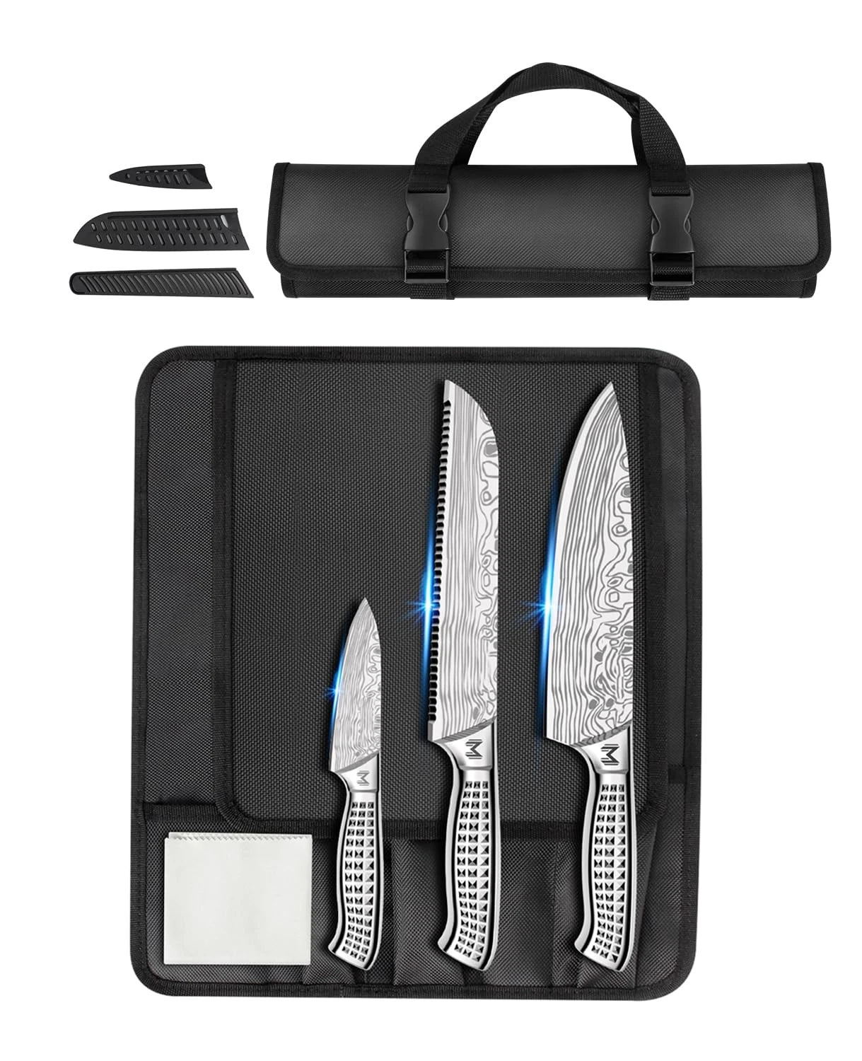 4PCS Kitchen Set,High-Carbon Stainless Steel Chef Set, Portable Roll Bag, Por...