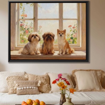 Oil Painting Still Life Dog Art Shih Tzu Canvas Print Cute Dog Wall Art Decor