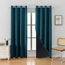 100 Blackout Curtain 2 Panels Set,Thermal Insulated Window Drapes for Bedroom,F