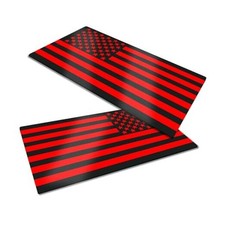 2PCS American Flag Decal Embossed 3D Metal Black and Red American Black Red