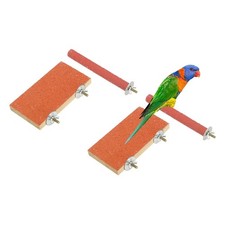 Bird Perch Stand, Wooden Parrot Perch Toy, Paw Grinding 6 x 3.15 Orange, 2 Pcs 