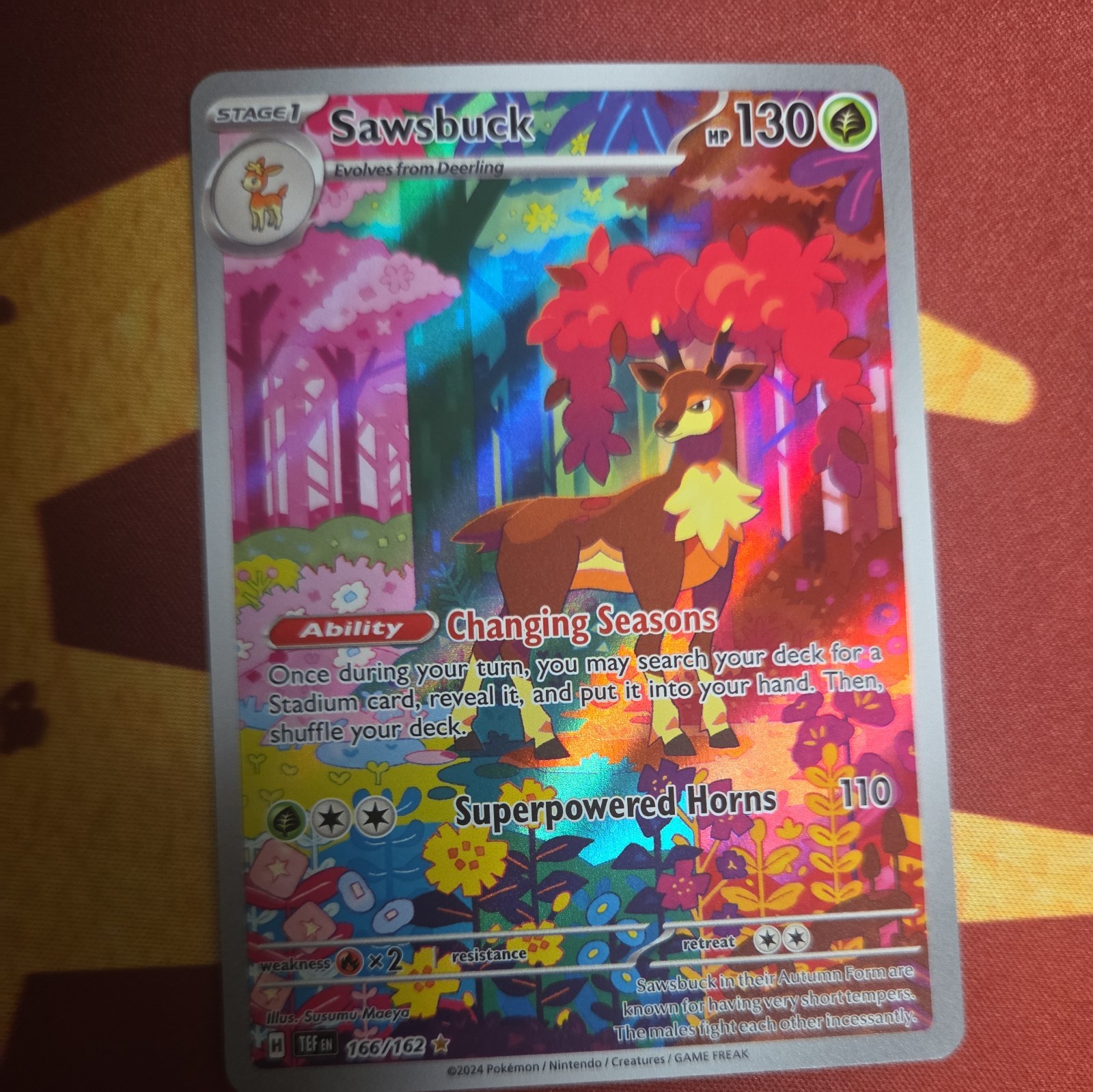 Pokemon TCGSV05: Temporal Forces Holo Sawsbuck 166/162 NM