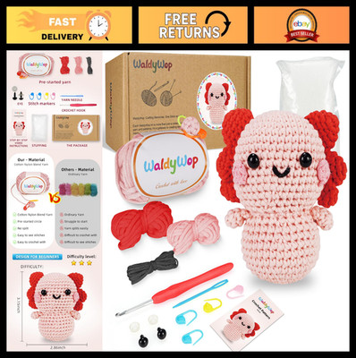 Beginner Crochet Animal Kit - Complete DIY Craft Set with Video Tutorials, Easy