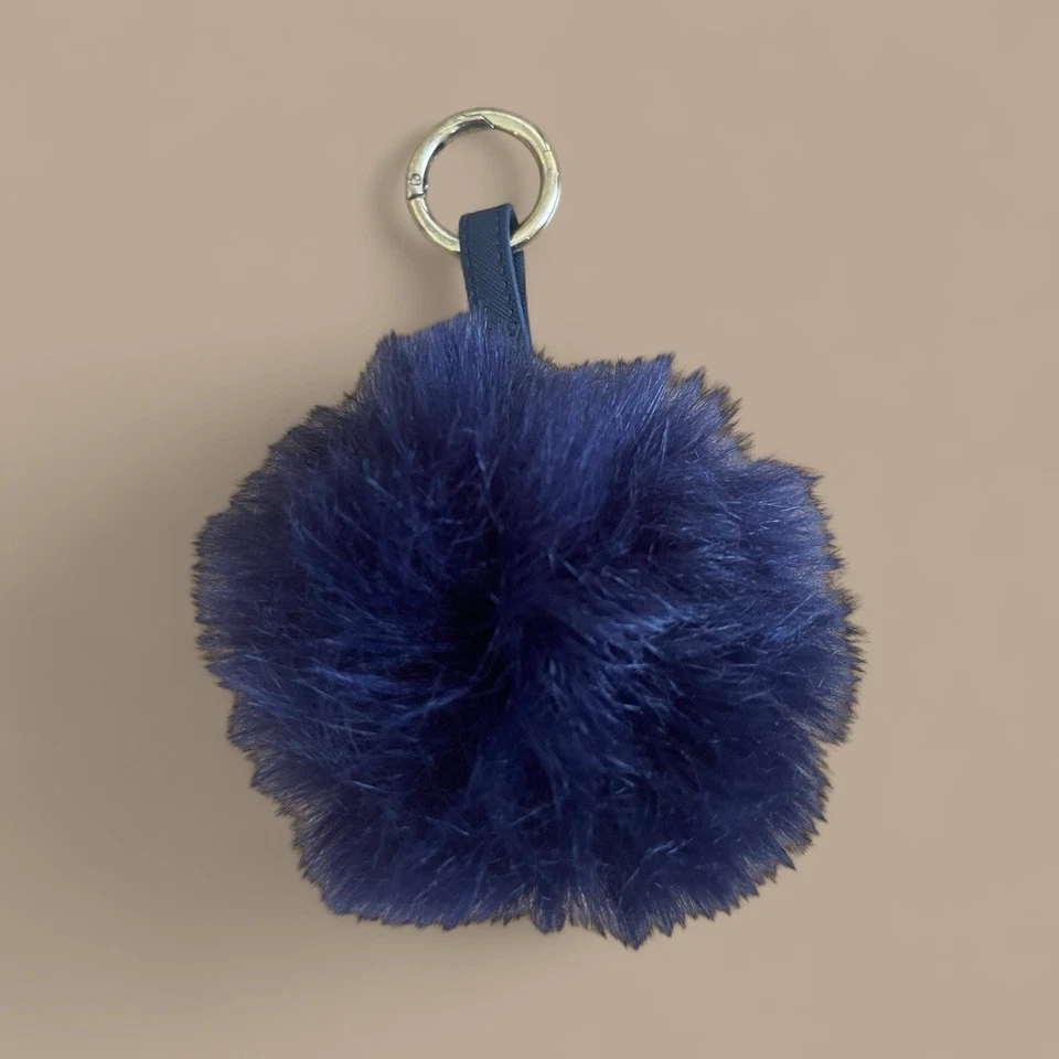 Chaveiro de pele grande Pom Pom bola folhada chaveiro/bolsa bolsa charme 5" (azul) - Imagem 3 de 4