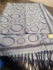 Woman Pashmina Shaw Scarf 30% Silk 70% Pashmina Light Blue Dark Blue