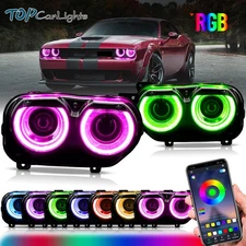 VLAND LED Headlights For 2015-22 Dodge Challenger SE R/T RGB Color Change Lamps
