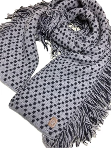 GUCCI Écharpe Etole Gris Laine Soie 20x205cm Unisexe Épais Mode Accessoire