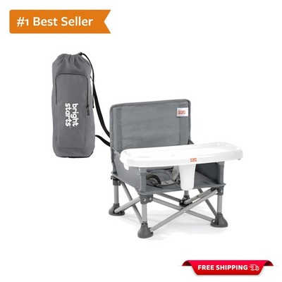 Grey Pop 'N Sit Booster Seat - Safe Indoor/Outdoor Design for Babies & Toddlers