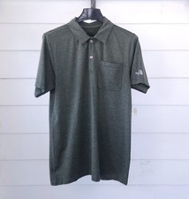 The North Face Men's Polo Shirt Heathered Green Short Sleeve Pocket Performance