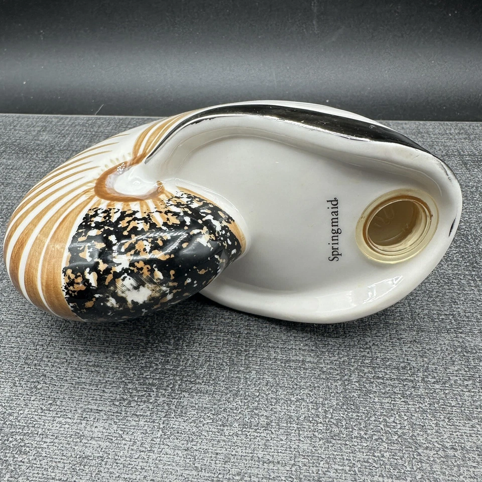 Soporte de cepillo de dientes vintage Springmaid Stripe Nautilus Seashell baño limpio Foto 3 de 4