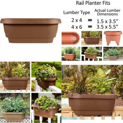 Bloem Deck Balcony Rail Planter 24 Black, 2 Pack, Chocolate Bloem Deck Rail Planter Balcony,