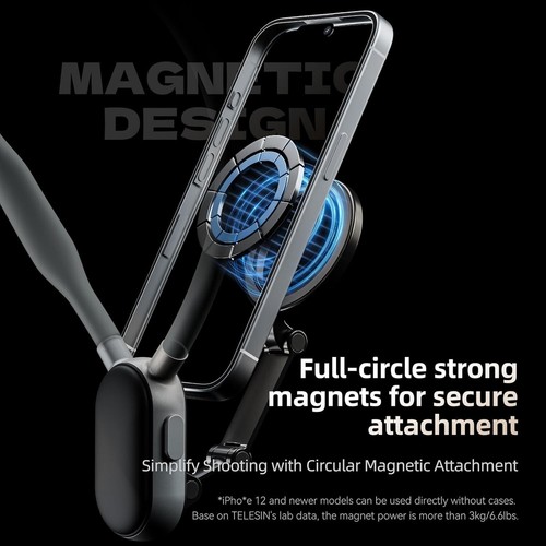 Telesin Magnetic Neck Mount Phones Cell Phone Holder Pov/Vlog Selfie Bx15 - Picture 3 of 7