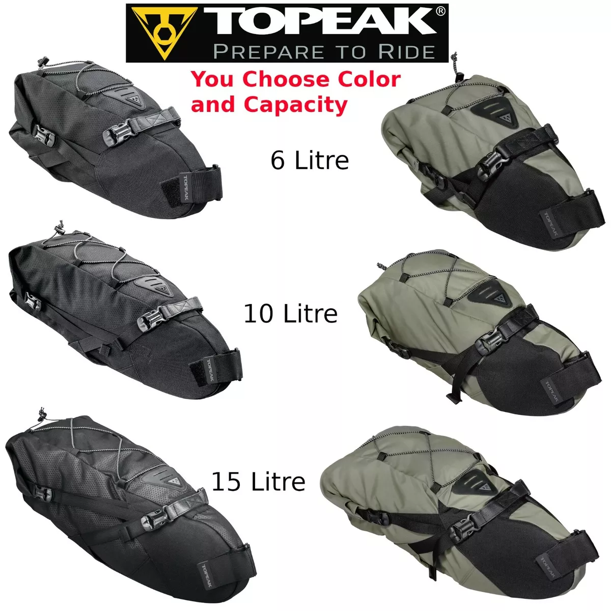 Topeak Backloader Gear Camping Bag Rear Saddle Bike Packing Roll Top 6L 10L  15L