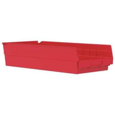 Akro-Mils 30158Red Shelf Storage Bin, Plastic, Red, 4 In H, 8 3/8 In W, 17 7/8