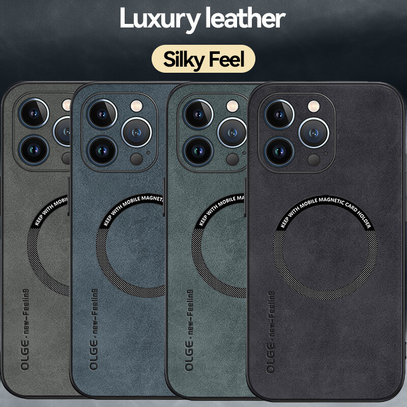 For iPhone 16 15 Pro Max 14 13 12 ShockProof Magsafe Case Leather Magnetic Cover