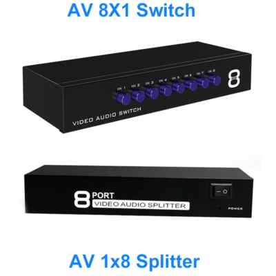 AV Splitter 1x8 1 in 8 Out RCA Screen Audio Video Splitter Vs 8x1 AV Switcher