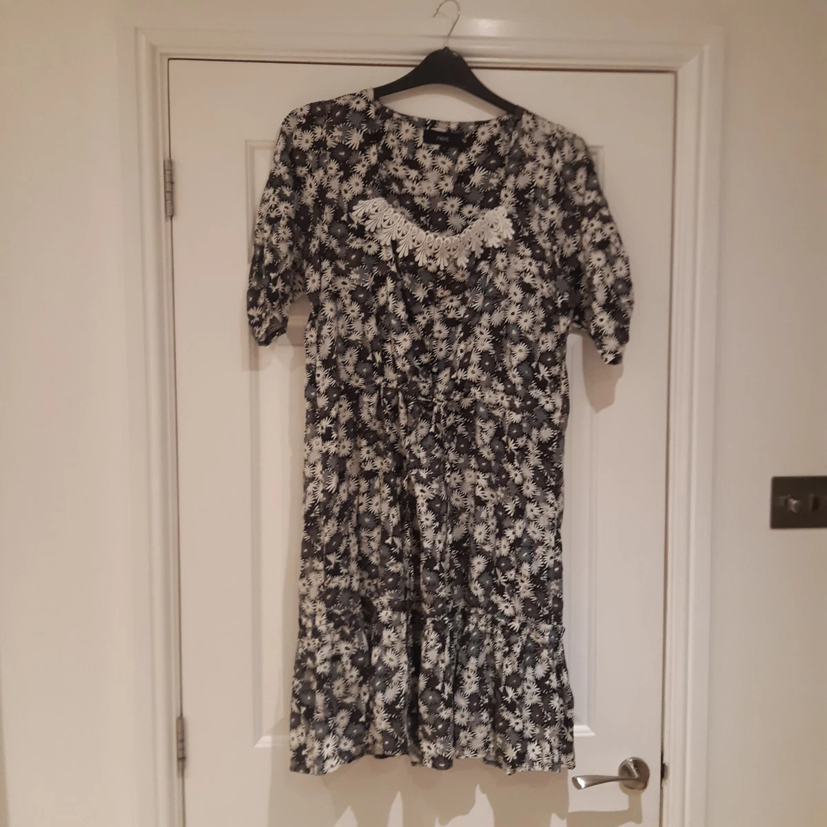 Next Black Cream Floral Summer Holiday Cruise A Line Lace Tea