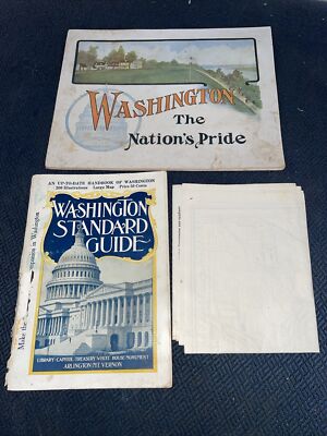 Washington DC Standard Guide Folding Map Book And Photos 1924 Lot