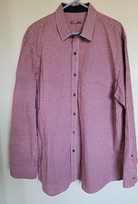 Tasso Elba Long Sleeve Shirt Mens 18 18.5 XXL Red Plaid