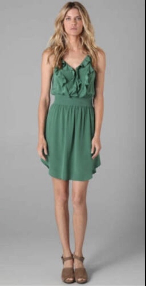 rebecca taylor green silk dress REBECCA TAYLOR womens Med emerald green spring fling silk dress MINT SZ 0