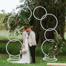 Detachable Tall 2M Metal Balloon Arch Kit Wedding Backdrop Stand 8 Circle Frames