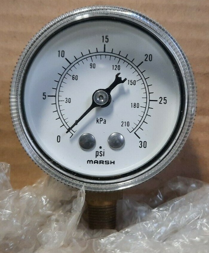 MARSH J1142 PRESSURE GAUGE, STEM MOUNT, 030 PSI (2” DIA.) K176 eBay