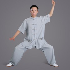 Men Traditional Chinese Tang Suit Martial Arts Kung Fu Uniform Wingchun Outfit