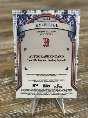 KYLE TEEL 2024 BOWMAN STERLING AUTOGRAPH BASEBALL RED SOX AUTO 