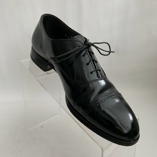 Bostonian Oxford schwarz Leder Brogue Kappe mandelförmige Spitze Schnürschuhe USA Größe 8M - Bild 2 von 11