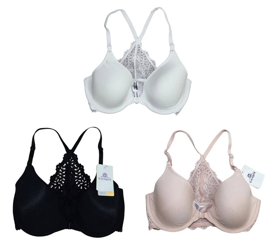 b.tempt'd Underwire Lace Back Lightly Padded Solid Color Women's Bra NWT