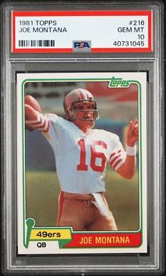 joe montana rookie card graded 1981 Topps Joe Montana RC #216 / PSA 10 GEM MT