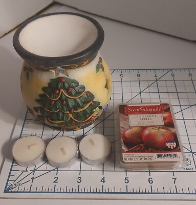 Lang Candles Xmas Wax Melt Warmer Pot Holiday Treasures Susan Winget + Extras!