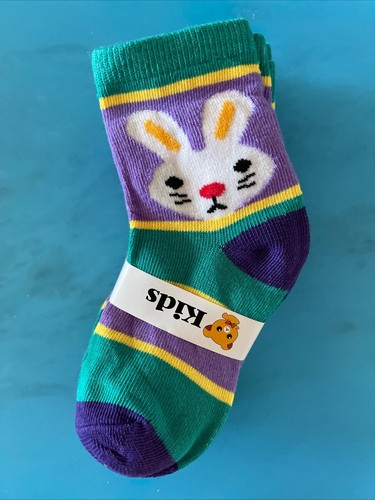 Kids Novelty Colorful Bunny Design Crew Socks 5 Pairs Sizes S-M - Picture 20 of 24