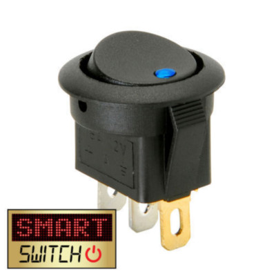 SmartSwitch 12V Round Rocker ON/OFF Switch Car/Van/Dash/Boat LED/Light BLACK YBX