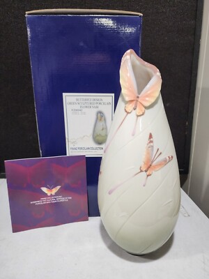 Large 15  Franz Porcelain Butterfly Vase #FZ00042 IN BOX