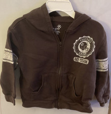 Okie Dokie Football Go Team 2T Boy's Full Zip Hoodie Brown Sports Bleacher