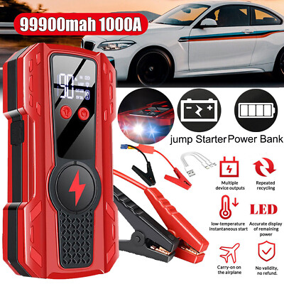 99900mah Auto Starthilfe Jump Starter Pack 12V Booster Power Bank USB Ladegerät