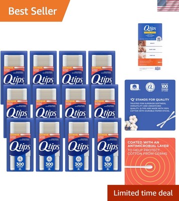 Versatile 300 Count Antimicrobial Cotton Swabs - Perfect for Beauty and Care