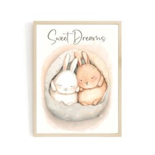 Baby bunny animal sweet dreams wall art gender neutral animal nursery bunny prin