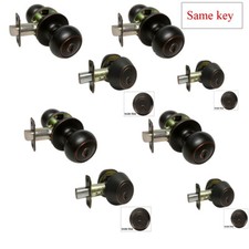 Entry double deadbolt combo round knobs Door Locks Oil Rubbed Bronze Key alike
