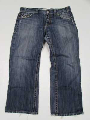 MEK CapeTown Men's Jeans Distressed Sz 38x28 Blue Denim (Been Hemmed) RELAXED