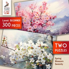 2 x JIGSAW PUZZLES 300pc  Spring Blossom Serenity - delicate floral FG2022