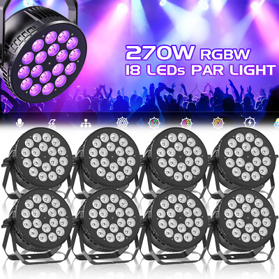 8X 270W 18 LED Par Scheinwerfer Strahler RGBW DMX Strobe Bühnenlicht Halloween