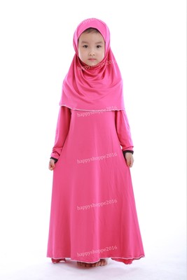 Muslim Girls Dress Hijab Childer Long Kaftan Arab Kids Islamic Maxi Abaya |  eBay