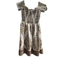 Show Me Your MuMu Smocked Dolly size S off shoulder lined paisley mini dress