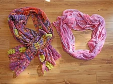 2 Stylish Colorful Lightweight Spring & Summer Chiffon Scarves (Reg. & Infinity)
