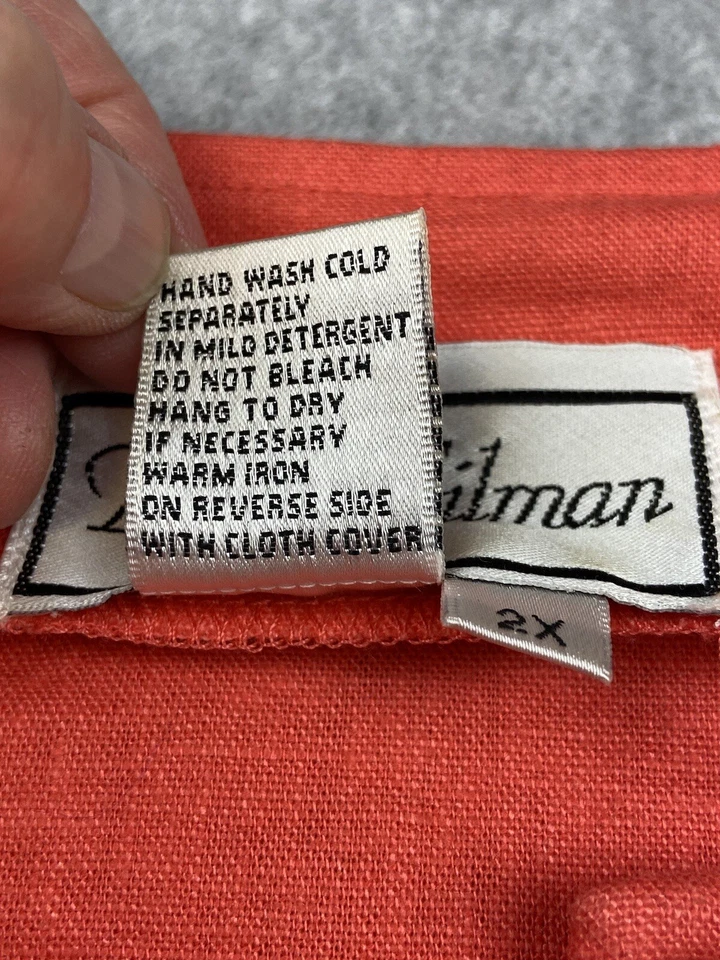 Diane Gilman женская рубашка блузка 2 X очень большой оранжевый вышитые кровати богемное - Изображение 4 из 4