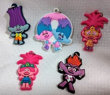  5 Trolls Figurines PVC Charms Keychain or Necklace Pendants 