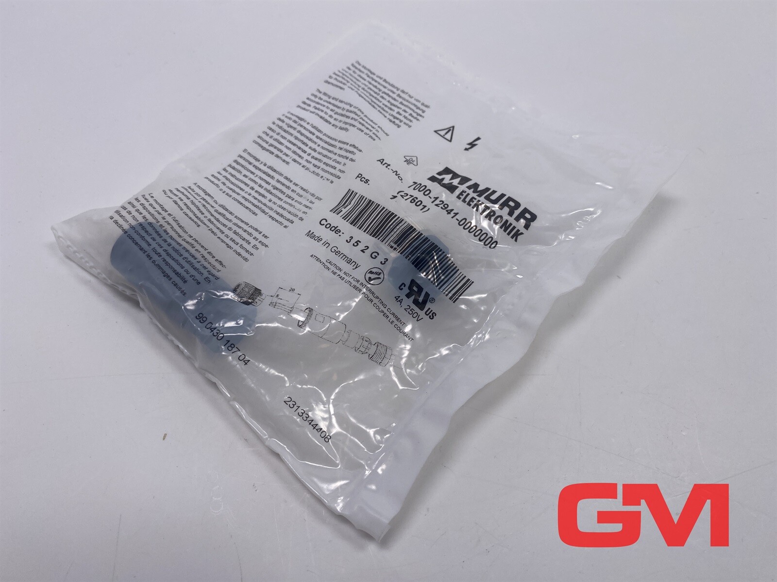 Murr Elektronik Socket 7000-12941-0000000 Female Straight M12 Bu. 0° A-Code.